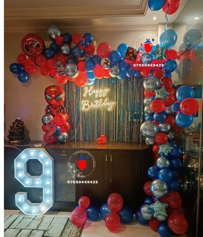 Spider Man Birthday Theme Kids Balloon Decoration Done At East Patelnagar New Delhi