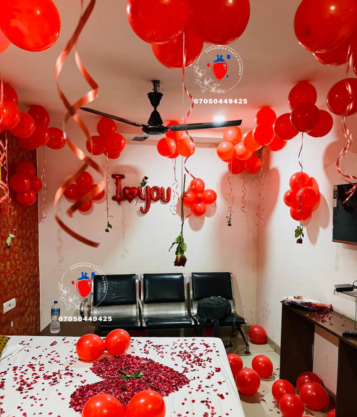 Couple Surprise Romantic Room Balloon Decoration In Delhi NCR